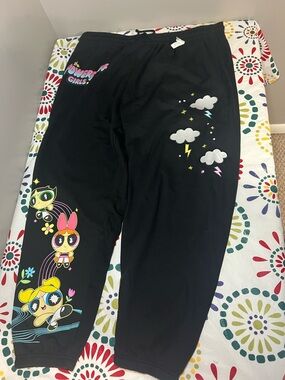 NWT The Powerpuff Girls Black Fleece Graphic Jogger Sweatpants Plus Size 3X